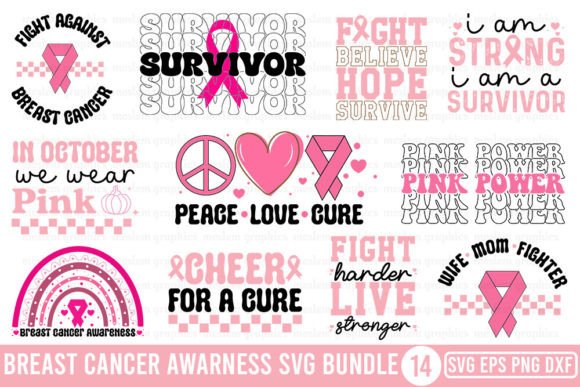 Retro Breast Cancer Awareness SVG Bundle