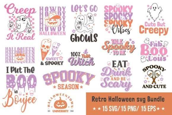 Retro Halloween SVG Bundle Design